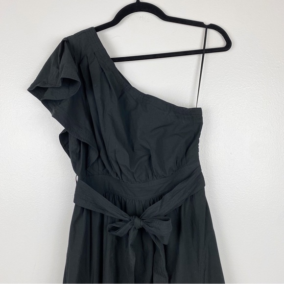 Madewell Ruffled One-Shoulder Midi Dress Black NWT - Picture 5 of 16